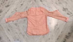 Peach Lace Cold Shoulder Blouse