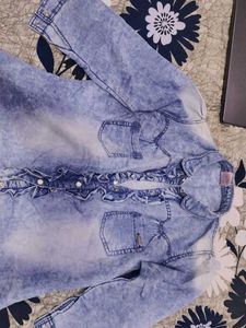 Stylish Ruffled Denim Shirt