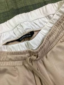 Casual Beige Wide Leg Sweatpants