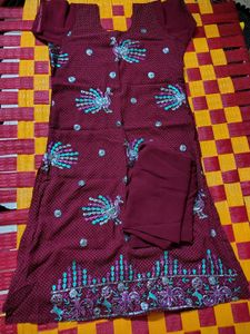 Maroon Kurta with Peacock Embroidery