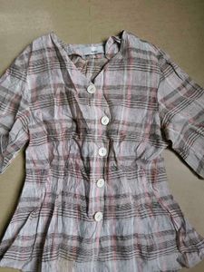 Chic Plaid Button-Up Tunic Top