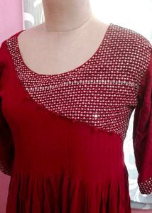 Elegant Maroon Embellished Ethnic dress