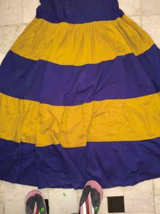 Mustard &amp; Blue Tiered Maxi Dress
