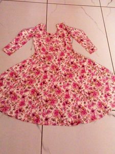 Handmade Pink Floral Flare Dress (Brand New)