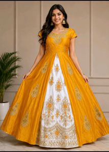 Stunning Yellow & White Embroidered Lehenga Choli