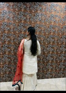Elegant White Embroidered sharara Set