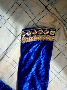 Blue Velvet Embellished Blouse