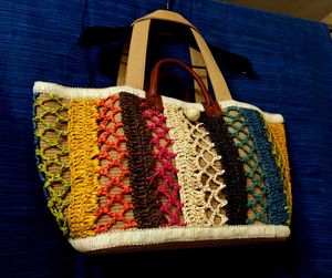 Colorful Woven, Antique Tote Bag, Dual Handles