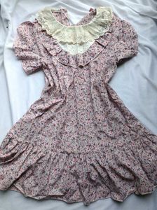 Vintage Floral Lace Collar Dress