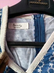 Blue Patterned kimono type Dress
