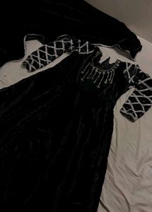 Elegant Black Velvet Ethnic Gown