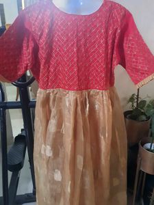 Elegant Red &amp; Gold Maxi Dress