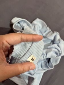 Blue Ruffle Crop Top
