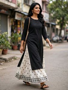 Chic Black & White Kurta Set