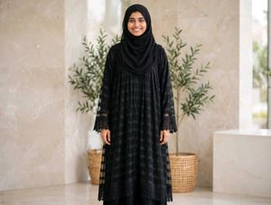 Elegant Black Abaya with Lace Detail