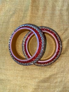 Red &amp; Gold Beaded Bangles