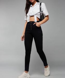 High-Waisted Black Skinny Jeans