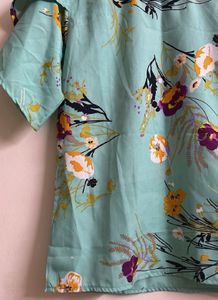 Aqua Floral Print Top
