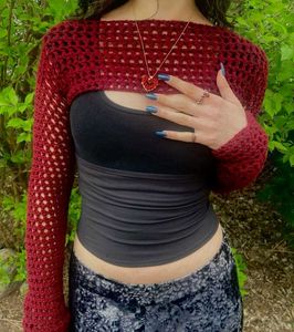 Crochet Crop Top with Long Sleeves