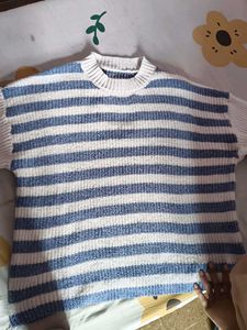 Blue & White Striped Knit Sweater