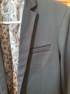 Men’s Black Slim Fit Blazer with Patterned Lining
