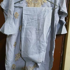 Yellow &amp; White Kurta Set with Palazzo