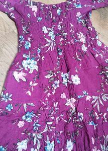 Boho Floral Print Purple Maxi Dress