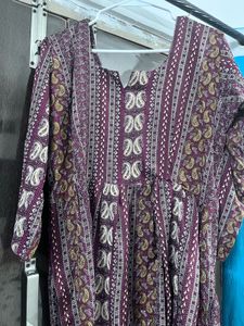 Maroon nyra cut design kurta set