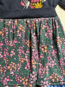 Floral Print Dress with Embroidery