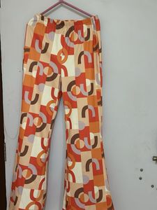 Retro Geometric Print Flared Pants