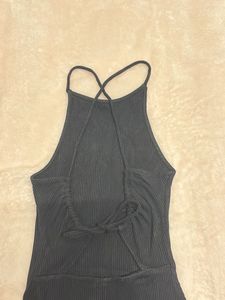 Mini Backless Black Bodycon Ribbed Knit Dress