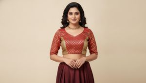 Red & Gold Brocade Blouse