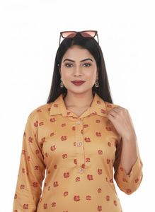 Floral Print Collared Kurta