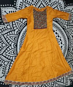 Janasya Mustard Anarkali Kurti