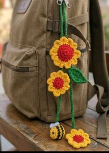 Handmade Crochet Sunflower & Bee Charm
