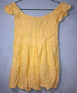 Yellow Off-Shoulder Smocked Top