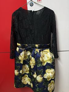 Elegant Black Lace Dress with Floral Skirt