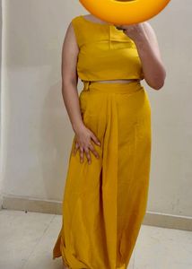 Yellow Crop Top Dhoti Set💛❤️