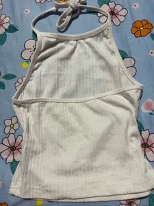 Ribbed White Spaghetti Strap Tank Top