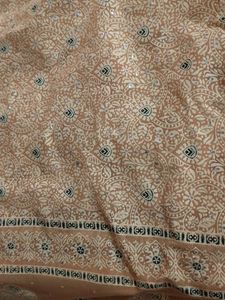 Peach Saree with Delicate Details and blouse piece