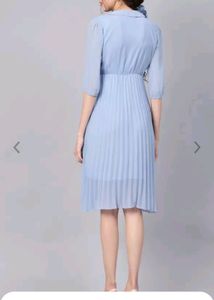 Light Blue Pleated Midi Dress