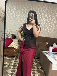 Elegant Black &amp; Red Ombre Party Dress re ❤️🎀
