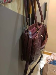 Chic Maroon Leather Handbag