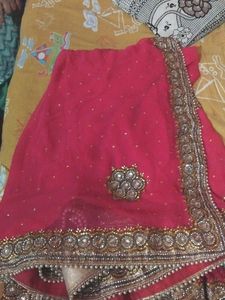 Elegant Pink Embellished Saree with Blouse