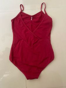 Red Spaghetti Strap Leotard shapewear