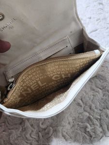 White Textured Chanel Wallet