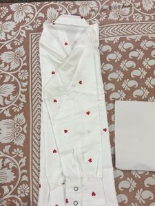 NEW White Heart Print Button-Up Shirt