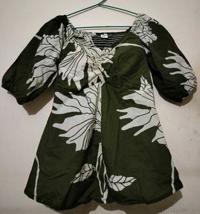 Boho Floral Print Square Neck Top