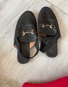 Street style store Black Loafers with Back Strap