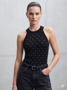 Sparkly Black Halter Neck Top